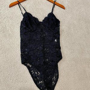 Zara New Without Tags Black All Lace Bodysuit Size M